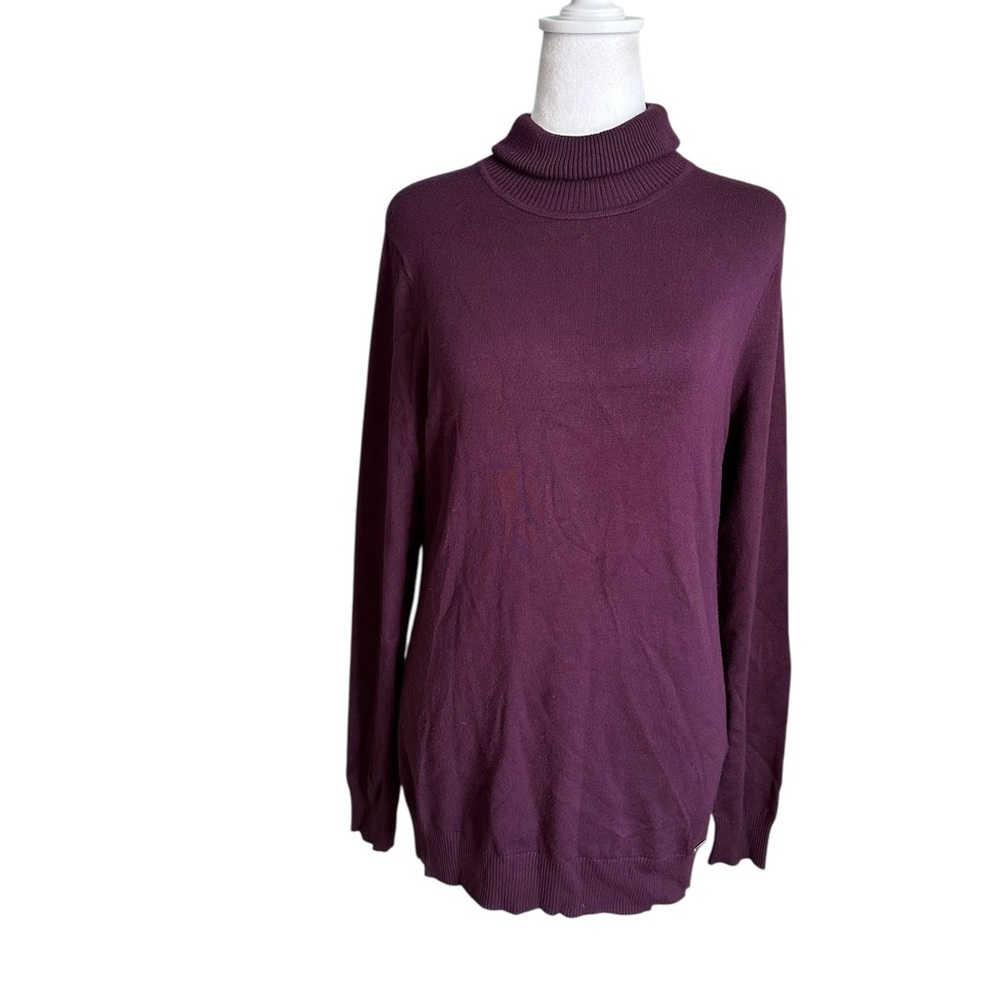 Calvin Klein Solid Purple Turtle Neck Long Sleeve… - image 1